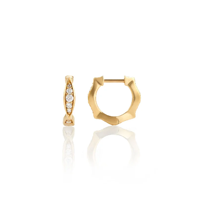 silver moon phase pendant Pavéd wave huggie hoops