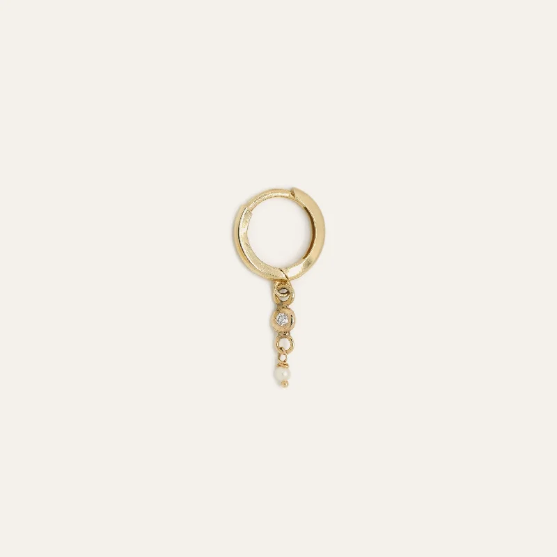 14k gold nose ring hoop Pearl Diamond Drop Earring