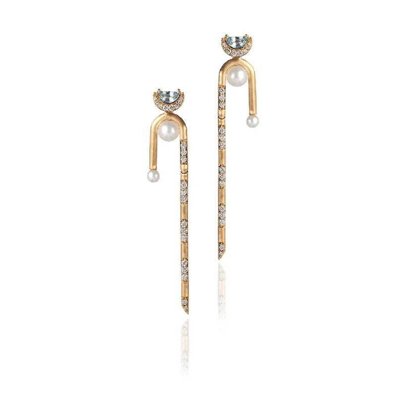 vintage platinum wedding band Pearl & Half-moon Drape earrings