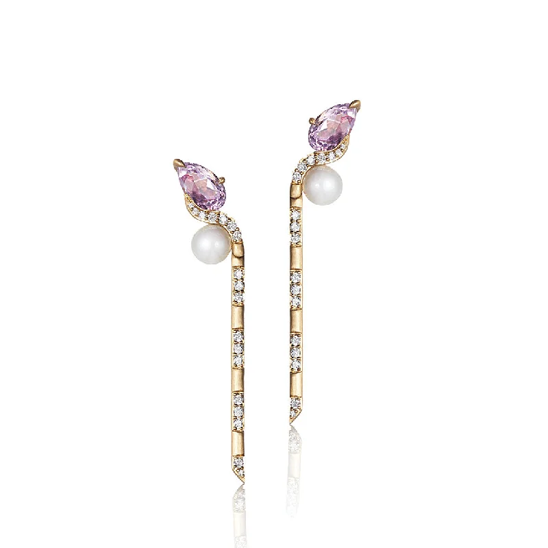 custom initial pendant necklace Pearl & Kunzite Drape earrings