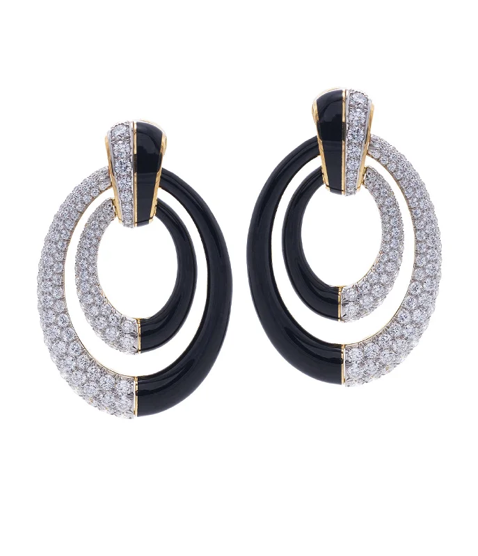 sterling silver arrow ring Persephone Earrings, Black Enamel
