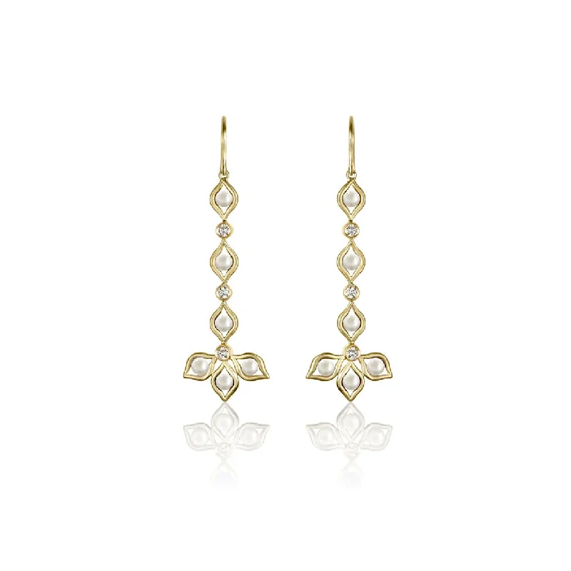 minimalist cubic zirconia earrings Petal Long Drop Pearl Earrings