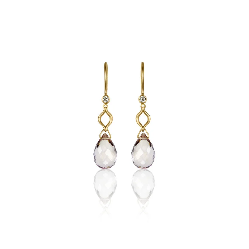 handcrafted gemstone toe ring Petal Single Drop Earrings with Rose-de-France