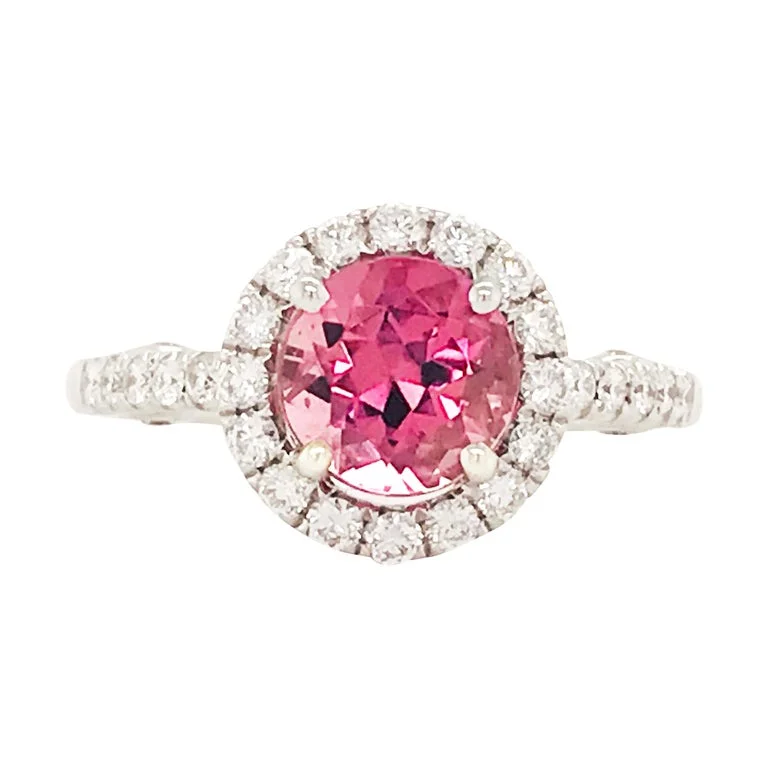personalized pet photo necklace Pink Tourmaline & Diamond Halo Ring