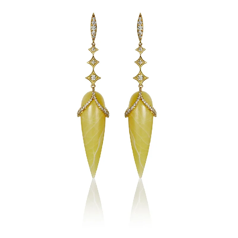 simple crystal pendant necklace Plumb Drop Earrings with Yellow Opal