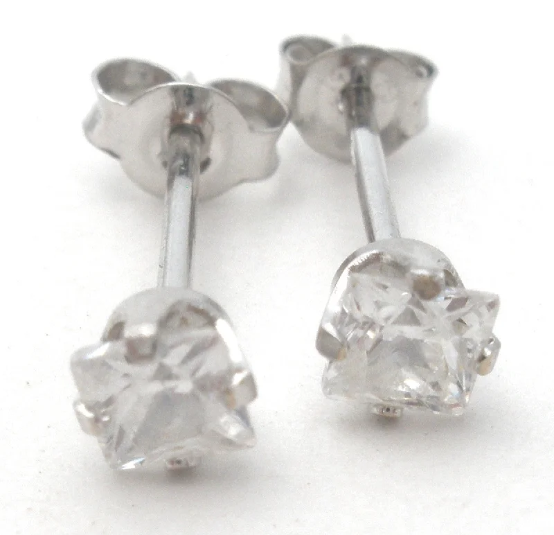 unique gemstone necklace handmade Princess Cut .5 Carat CZ White Gold Earrings