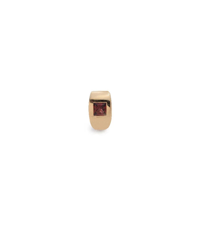 delicate gold band ring Princess Cut Garnet - Love : Gemstone Huggie Earring
