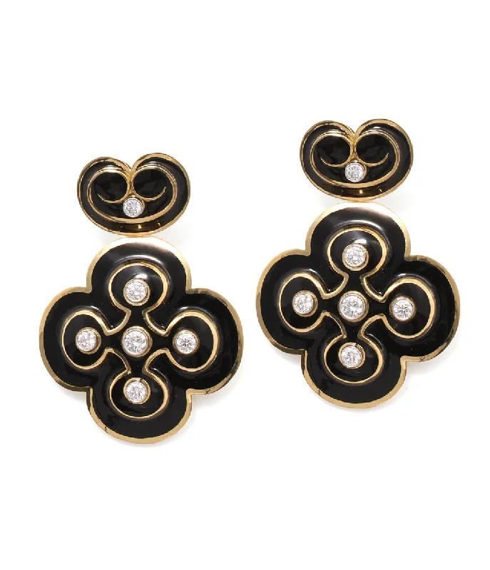 sterling silver infinity loop ring Quatrefoil Enamel Earrings