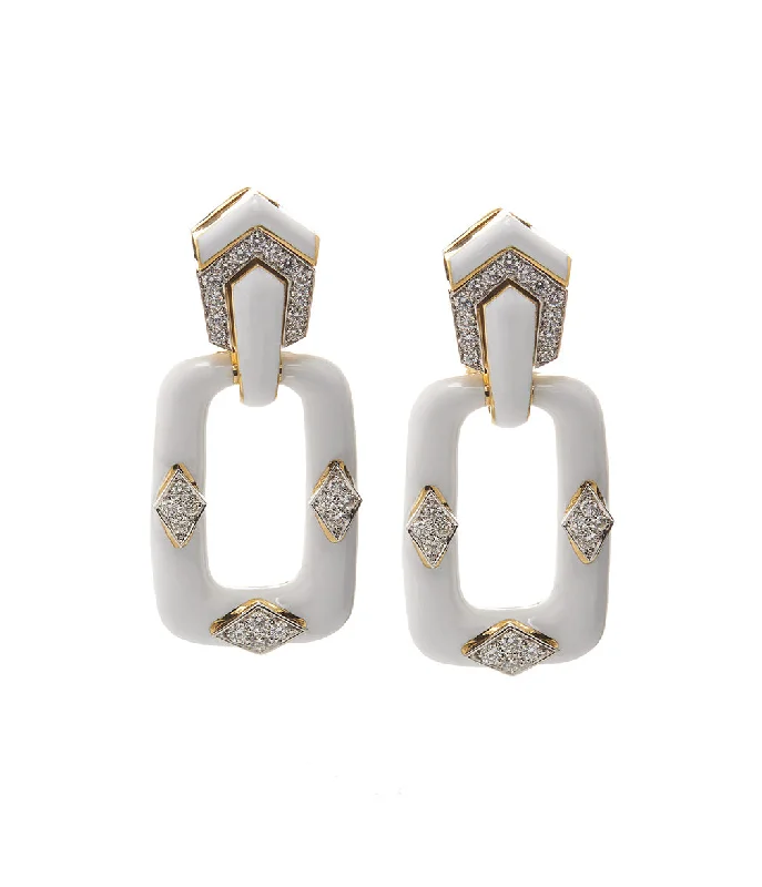celestial star ring gold Rectangular Mini-Hoop Earrings, White