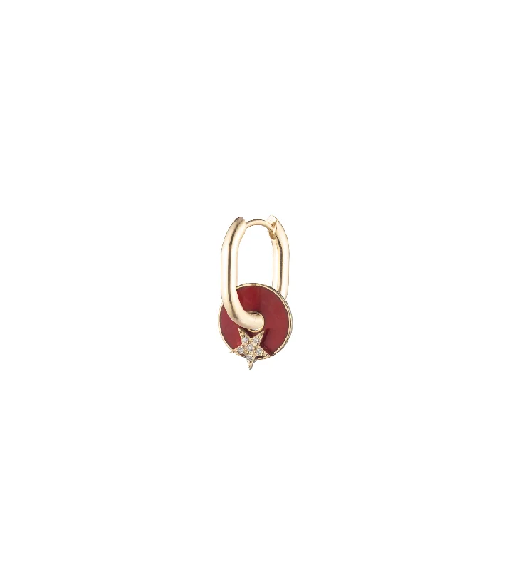 sterling silver herringbone chain Red Star - Strength : Petite Chubby Fob Earring Story