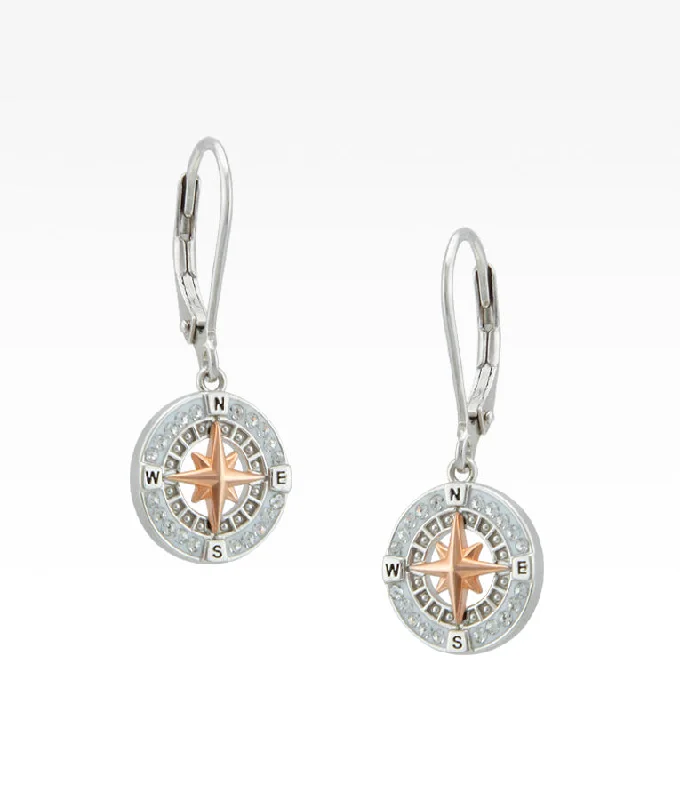 boho shell beaded anklet Rose Gold and Enamel Compass Rose Earrings