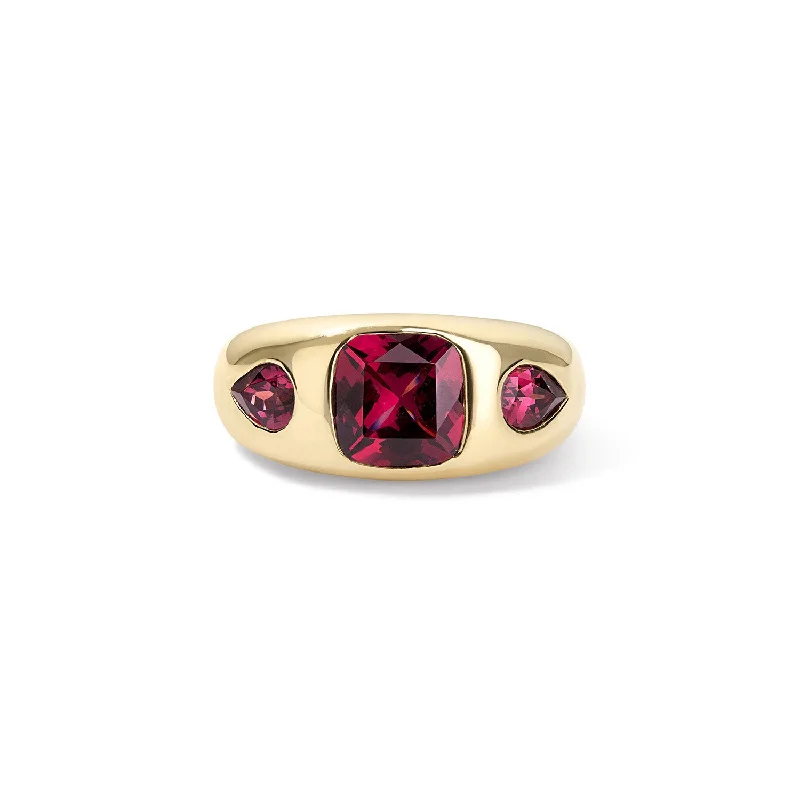 Rhodolite Trio Ring