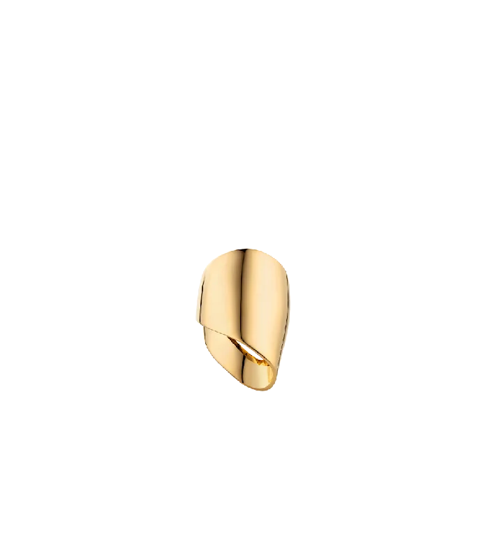 rustic wooden bead bracelet Éole Draped Ring - 24 carat gold gilded