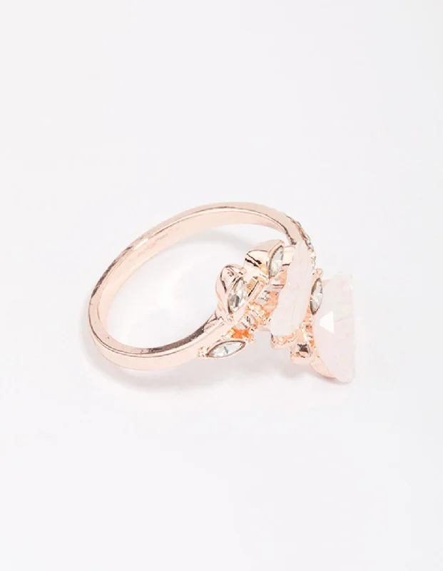 vintage-style diamond halo ring Rose Gold Butterfly Wrap Ring