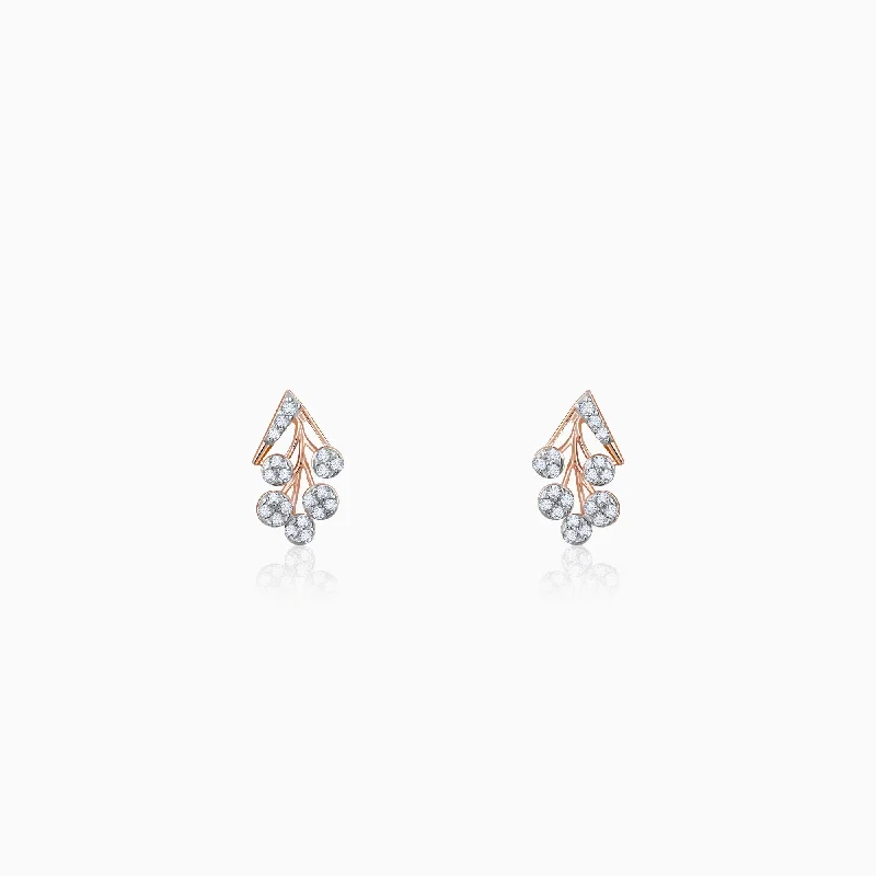 Rose Gold Cluster Diamond Earrings