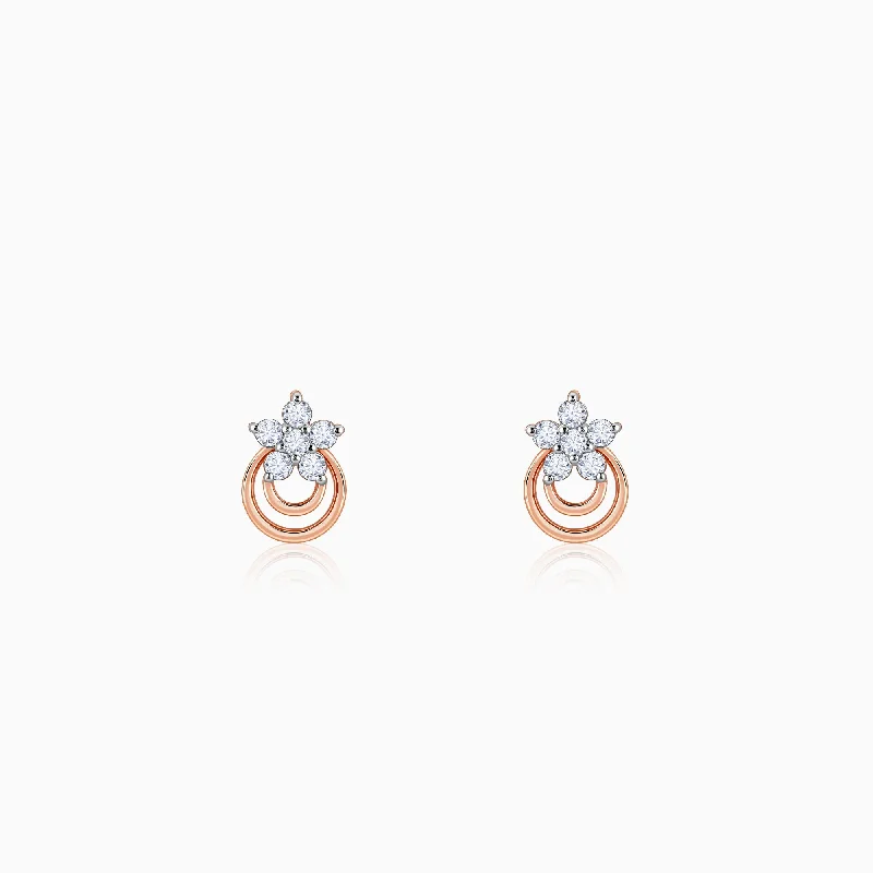 Rose Gold Cosmic Petal Diamond Studs