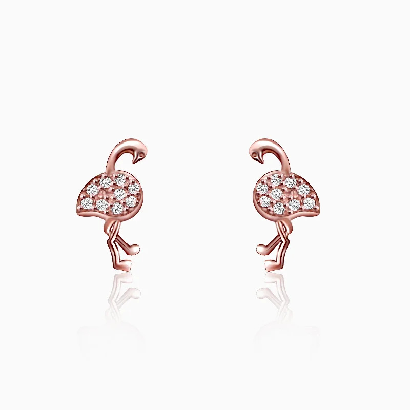 Rose Gold Flamingo Studs