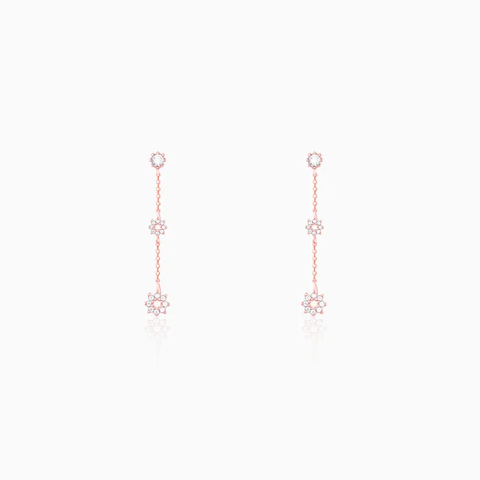 Rose Gold Flower Charm Earrings