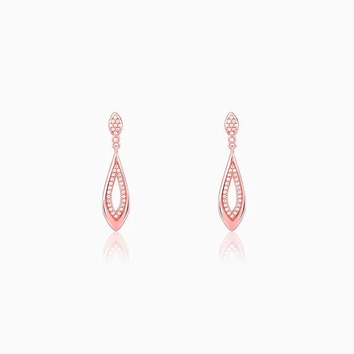 Rose Gold Halo Drop Earrings