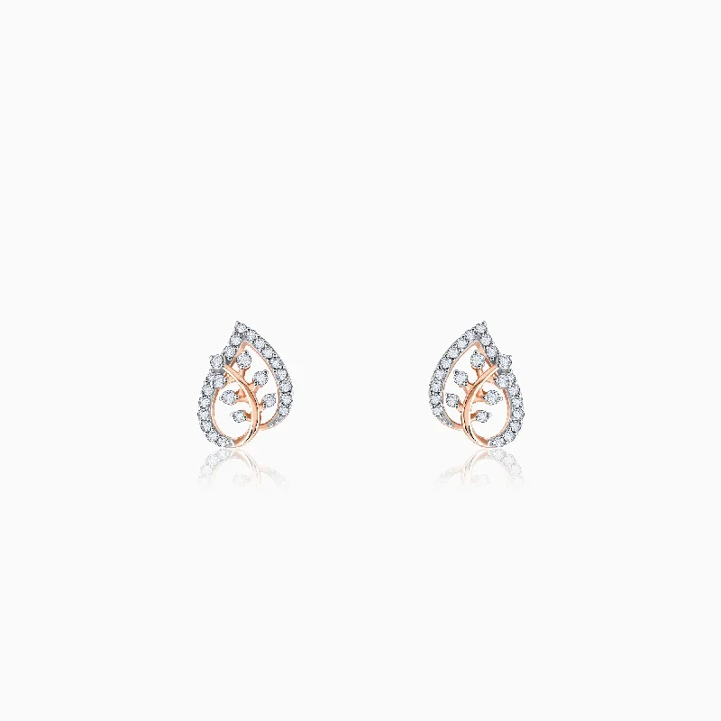 Rose Gold Leafy Love Diamond Earrings