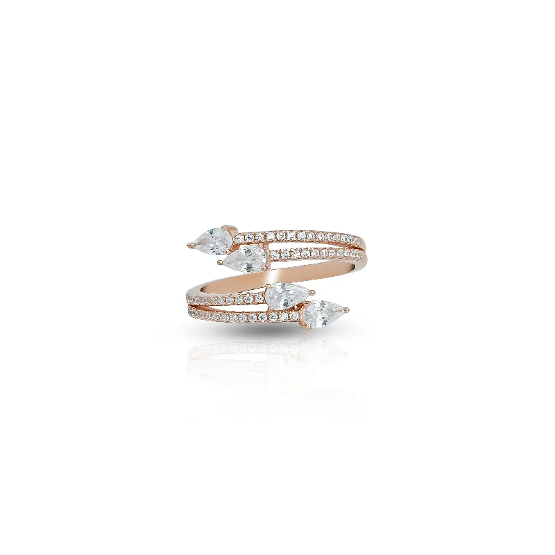 minimalist rose gold bracelet Rose Gold Plated Silver Ring with White Stones