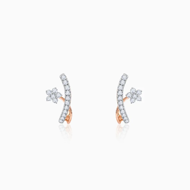 Rose Gold Pretty Floral Diamond Earrings