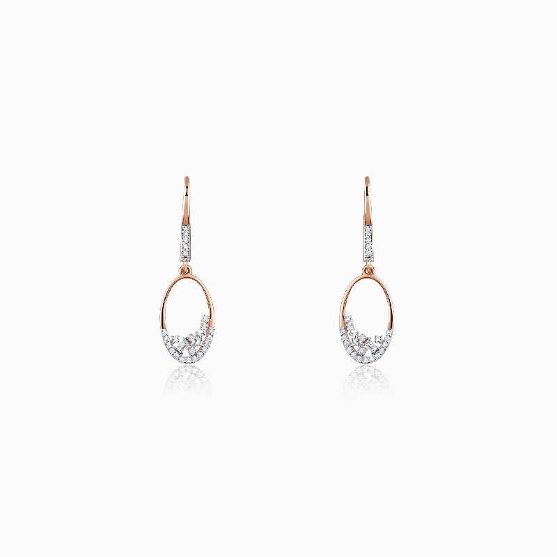 Rose Gold Radiant Oval Diamond Earrings