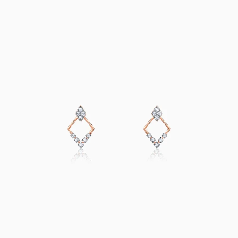 Rose Gold Radiant Rhombus Diamond Earrings