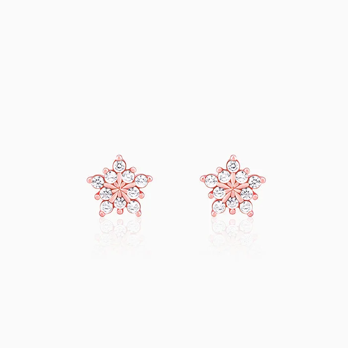 Rose Gold Shining Star Stud Earrings