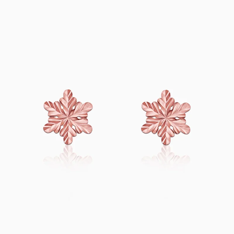 Rose Gold Snowflake Stud Earrings