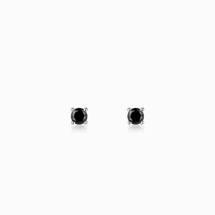 Silver Black Lover Stud Earrings