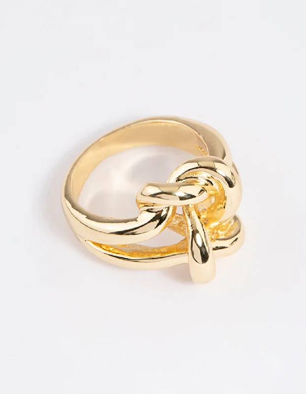 real tiger’s eye bead bracelet Gold Plated Double Knot Ring