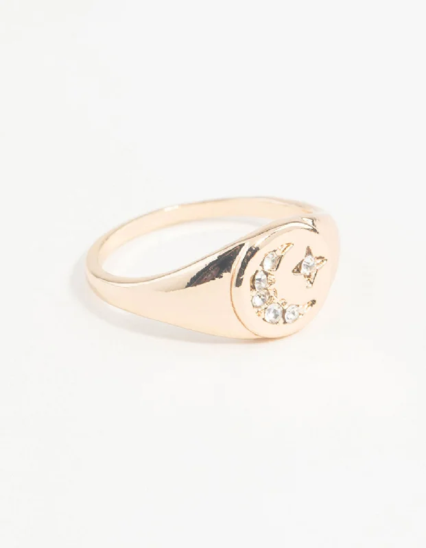 silver dragon claw ring Gold Celestial Diamante Moon Ring