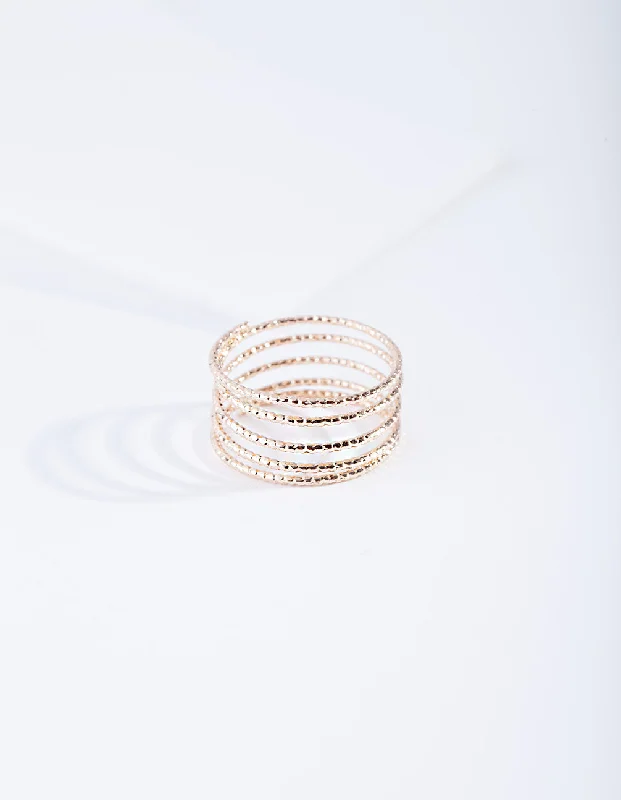 minimalist threader earrings gold Gold Diamond Cut Spiral Ring