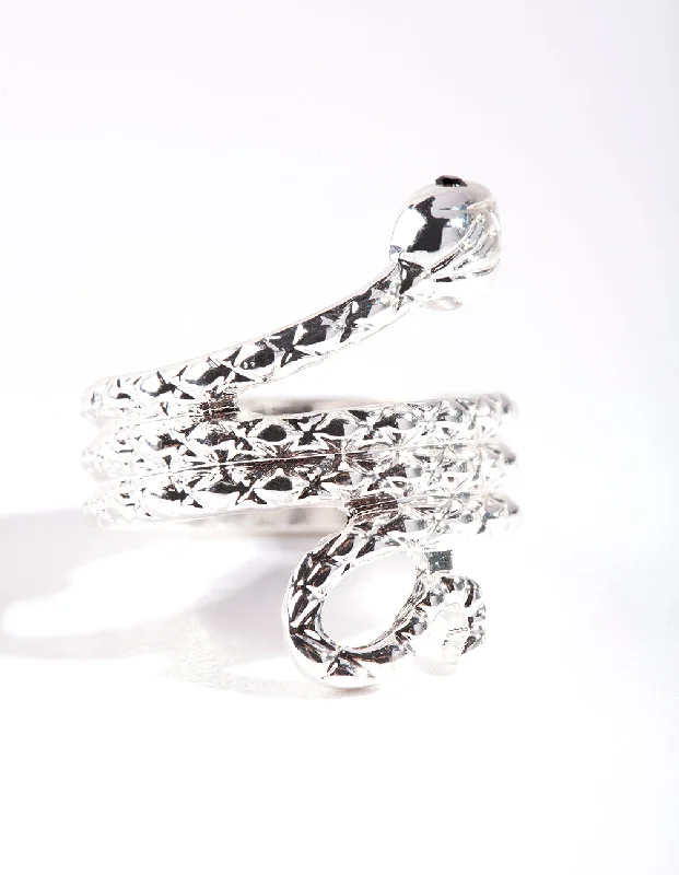real turquoise drop earrings Silver Etched Snake Ring