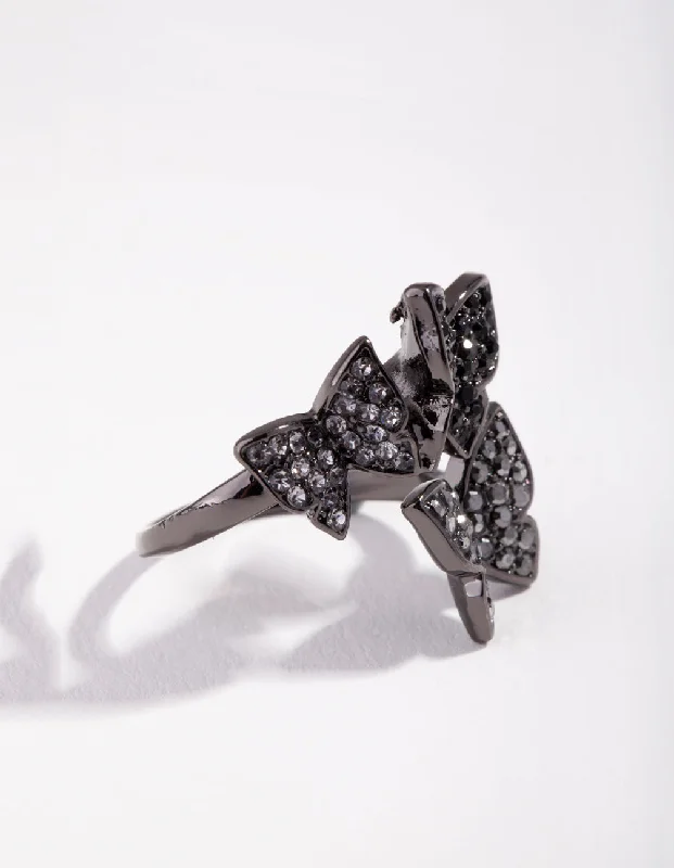 dainty silver hamsa bracelet Matte Cluster Butterfly Ring