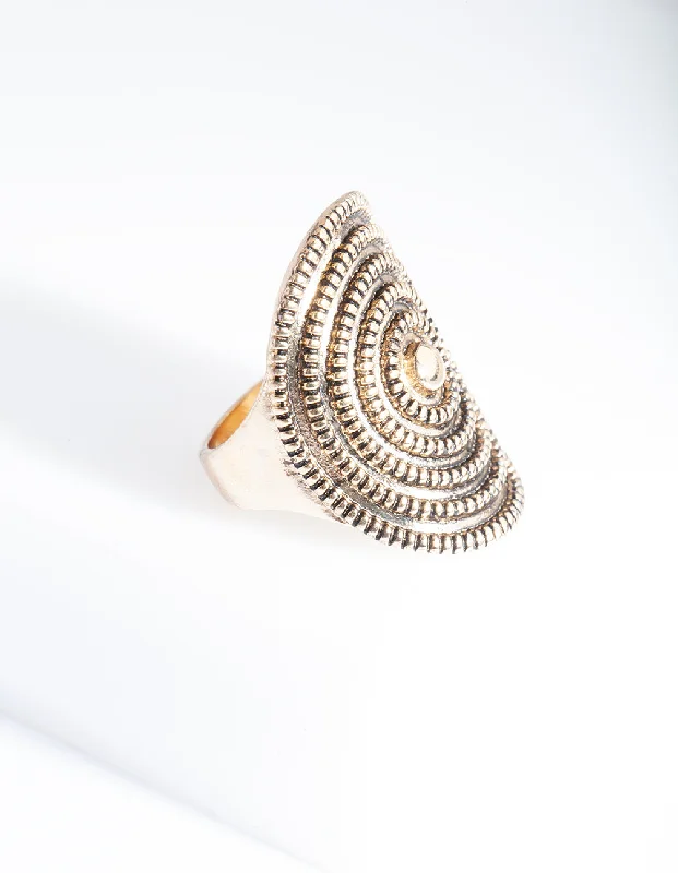 simple gold bar stud earrings Antique Gold Textured Ring