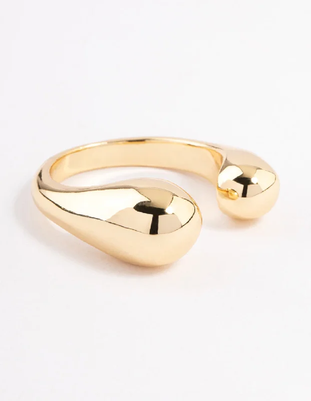 round-cut blue sapphire earrings Gold Plated Open Sphere Ring