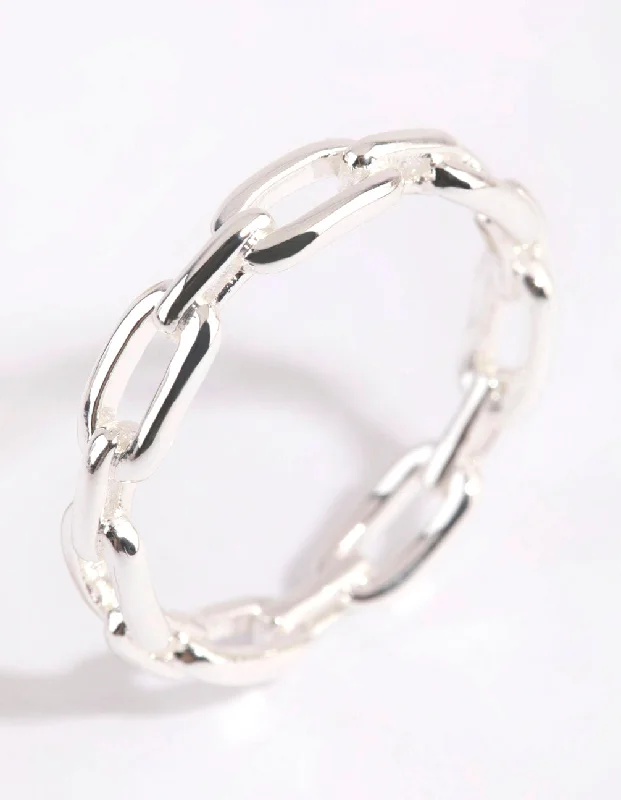 hand-stamped coordinates bracelet Silver Skinny Rectangle Link Ring