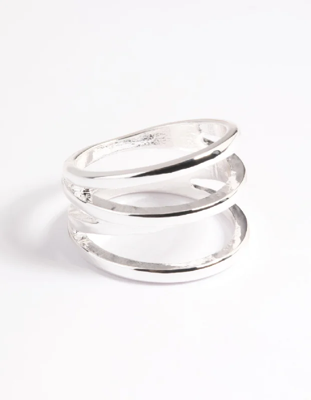 sterling silver braided ring Silver Plated Three in One Ring