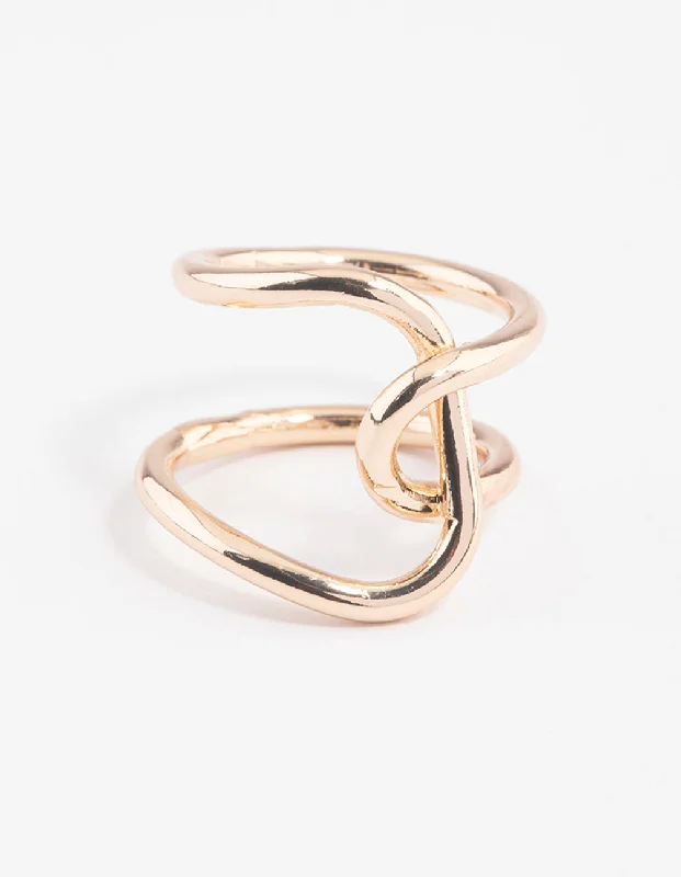 adjustable braided rope ring Gold Knotted Wrap Ring