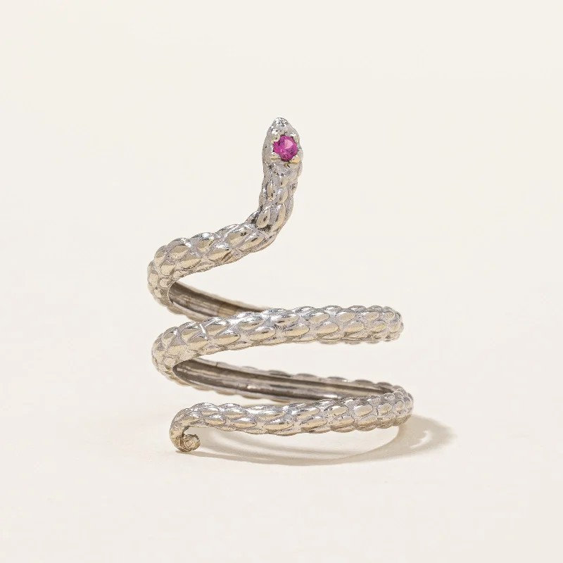 Ruby Coiled Snake Ring | 0.01ct | SZ 4.75 |