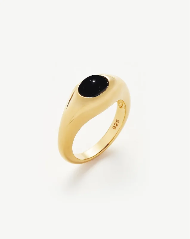 Savi Sculptural Gemstone Stacking Ring | 18ct Gold Vermeil/Black Onyx