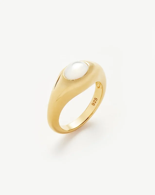 Savi Sculptural Gemstone Stacking Ring | 18ct Gold Vermeil/Mother of Pearl