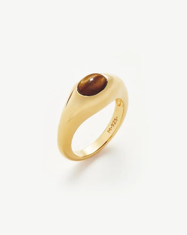 Savi Sculptural Gemstone Stacking Ring | 18ct Gold Vermeil/Tigers Eye