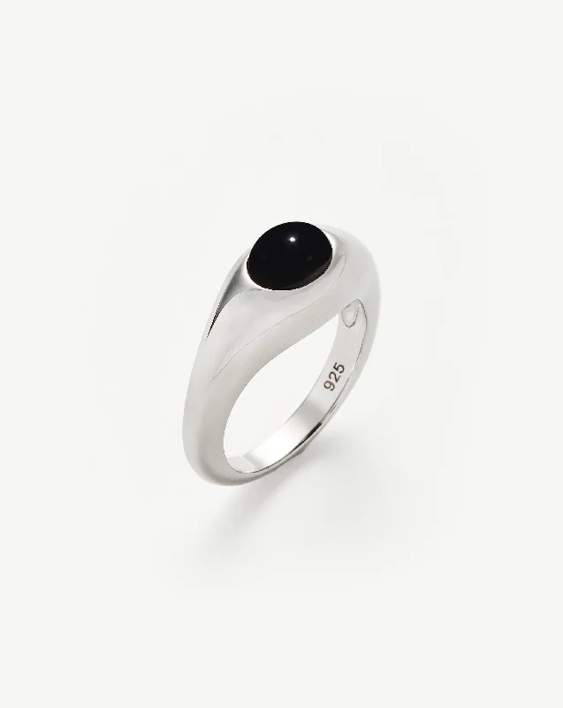 Savi Sculptural Gemstone Stacking Ring | Sterling Silver/Black Onyx