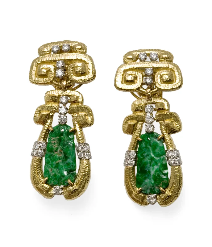 men’s rugged leather bracelet Scroll Jade Earrings