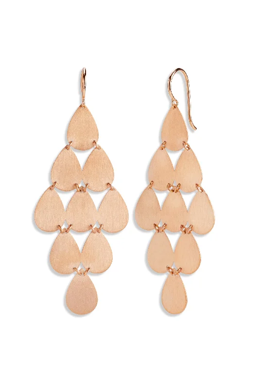 Signature Large Teardrop Rose Gold Chandelier Earrings