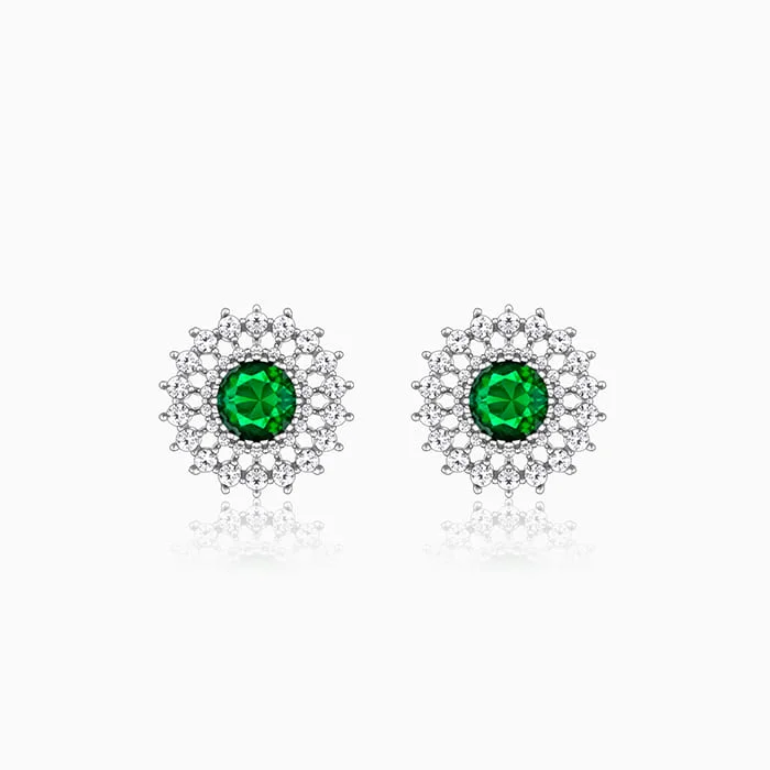 Silver Zircon Emerald Sunshine Studs