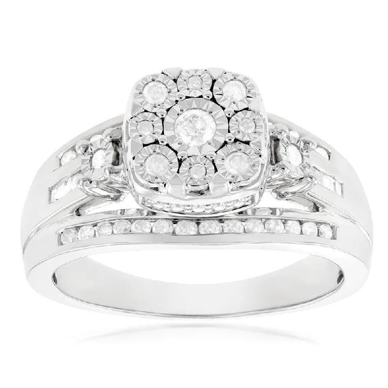 personalized couple’s bracelet engraved Silver 1/2 Carat Diamond Dress Ring with 49 Diamonds